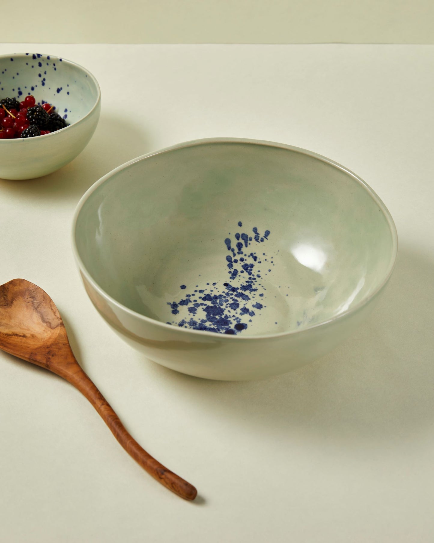 Saladier haut - 28cm - Vert d'eau et bleu