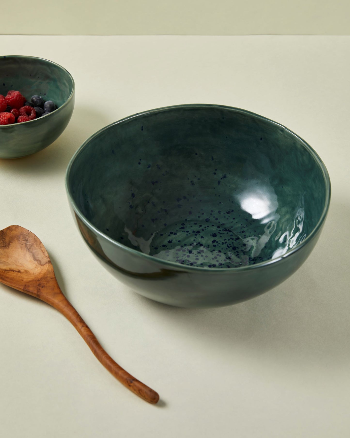 Saladier haut - 28cm - Vert et bleu