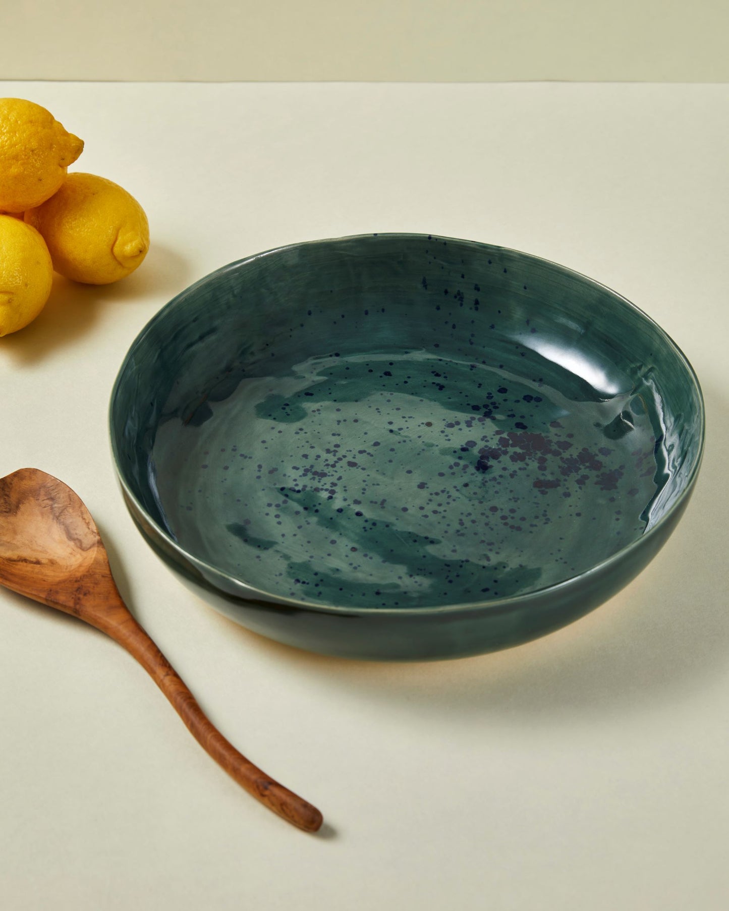 Saladier bas - 31cm - Vert et bleu