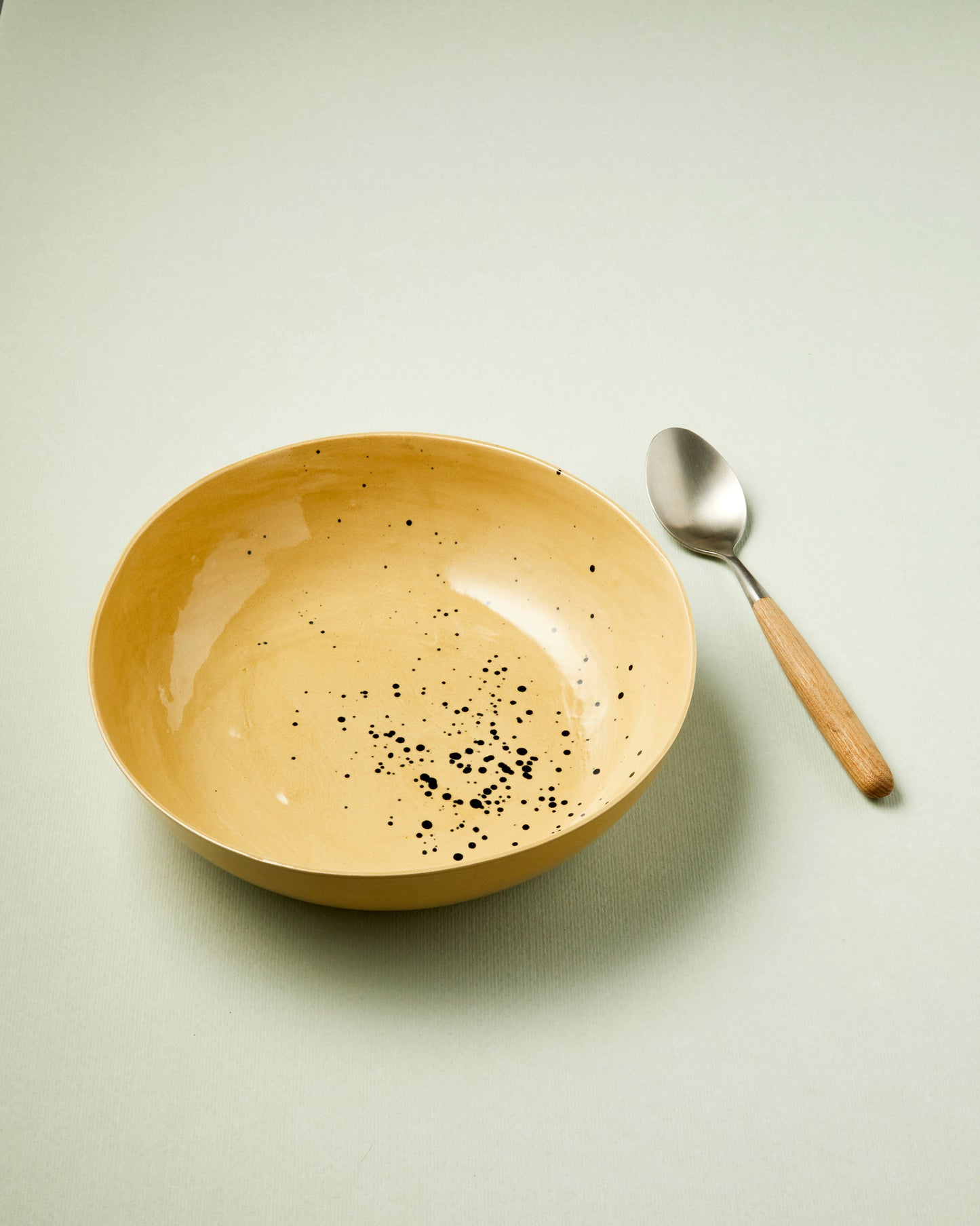 Assiette calotte - 22cm - Ocre et bleu